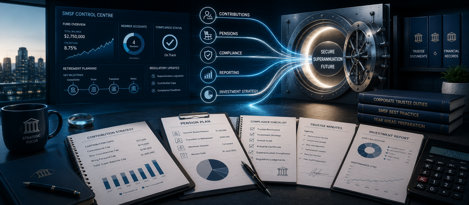 SMSF trustees reviewing compliance checklist and superannuation strategies for 2026–27